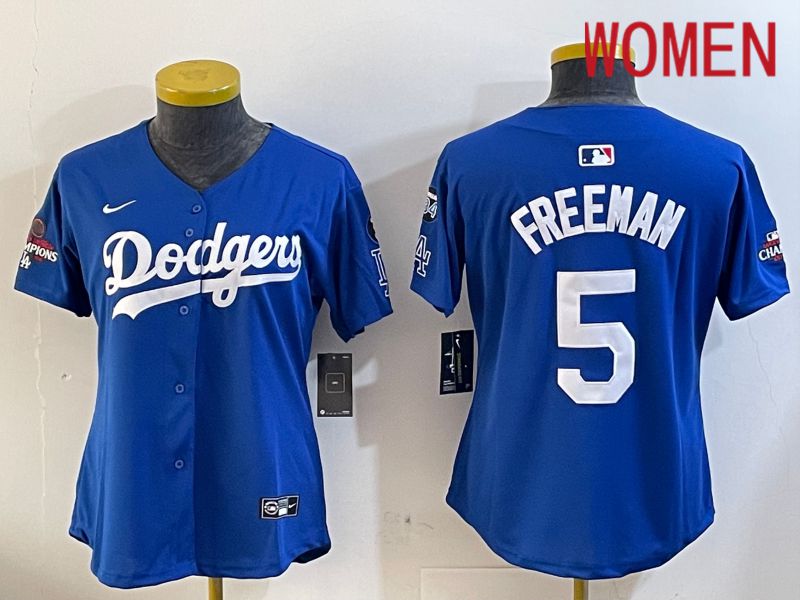 Women Los Angeles Dodgers #5 Freeman Blue Game 2024 Nike MLB Jersey style 12054